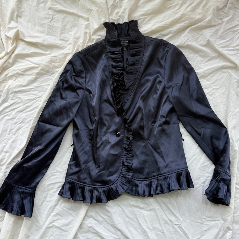 Elegant Black Ruffled Women's Jacket - Adrianna Papell
